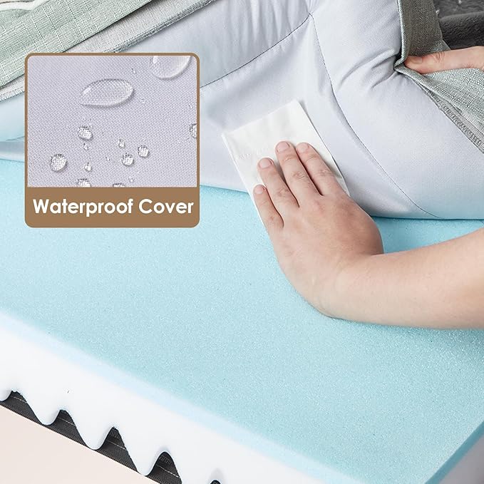EHEYCIGA Orthopedic Dog Bed Medium Size Dog, Waterproof Washable Pet Beds | Non-Slip Bottom and Egg-Crate Memory Foam Dog Couch Bed with Washable Removable Cover, Greyish Green - Image 3