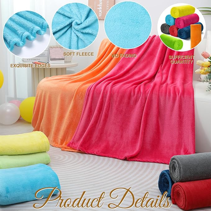 16 Pcs Flannel Fleece Throw Blanket Bulk 50 x 60 in Soft Fleece Throw Blankets Coral Bed Sofa Bulk Color Winter Warm Pet Blanket for Home Office Wedding Season Gift Homeless Donation (Bright Colors) - Image 3