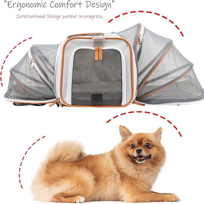 Airline Approved Pet Carrier Backpack Under seat, Soft Unique Dog Purse Travel Carriers Backpacks for Hiking Camping Outdoor, Tote Front Expandable Bag for Small Puppy Dogs in Airplane Car