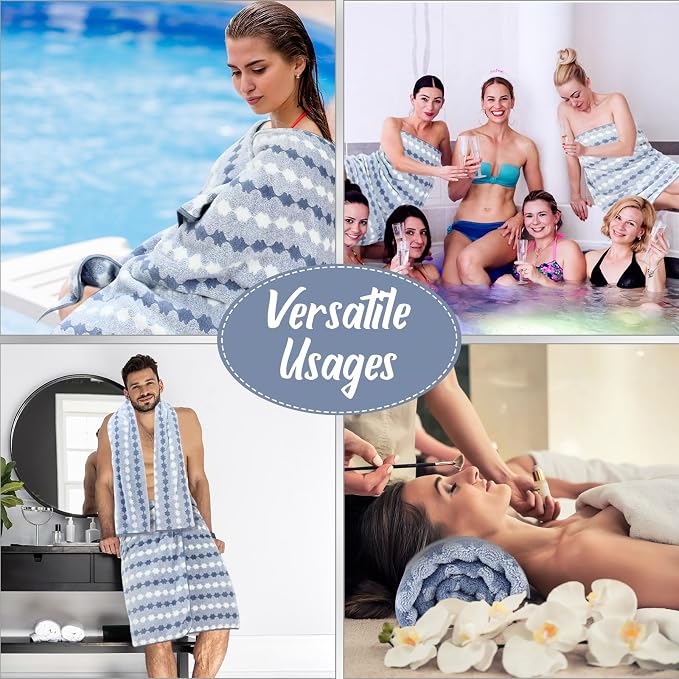 SmoothNovelty 16 Pack Microfiber Bath Towels Bulk 27'' x 60'' Oversized Size Bath Towel Highly Absorbent Extra Large Soft Drying for Beach Shower Summer Salon Sport Gym Party (Cone,Blue) - Image 7