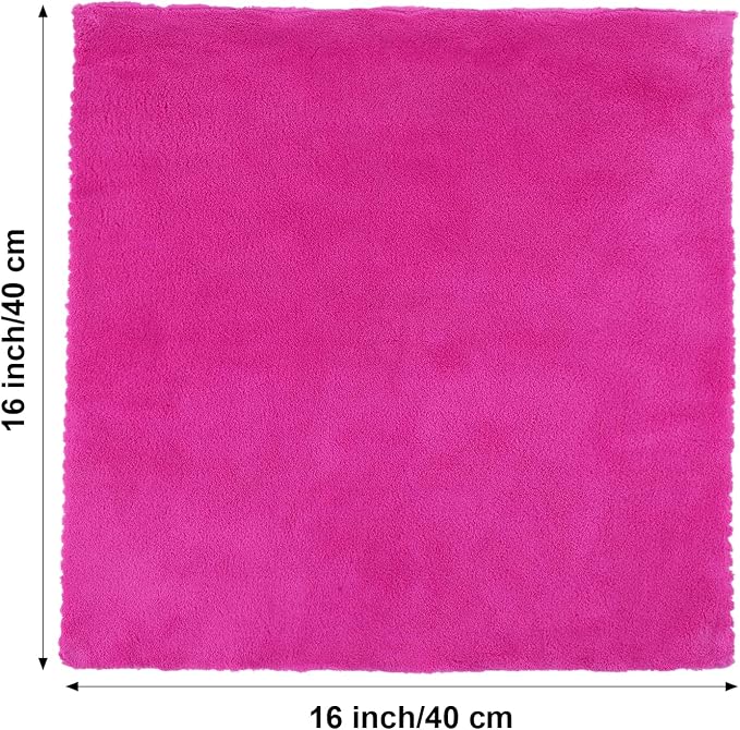 Shimeyao 30 Pcs 16 x 16 Inch Edgeless Microfiber Plush Towels for Cars Detailing Drying Wash Polishing Absorbent Cleaning Cloths, 500 GSM (Fuchsia) - Image 2