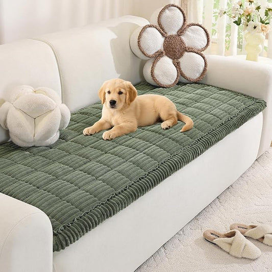 Royhom Couch Cover for Dogs Washable，Non Slip Sofa Protector for Pets | Durable & Easy Care, Soft Furniture Cover for Leather & Fabric Couches Against Claws, Spills & Fur, 27.6x42.7 Inch, Green by Royhom