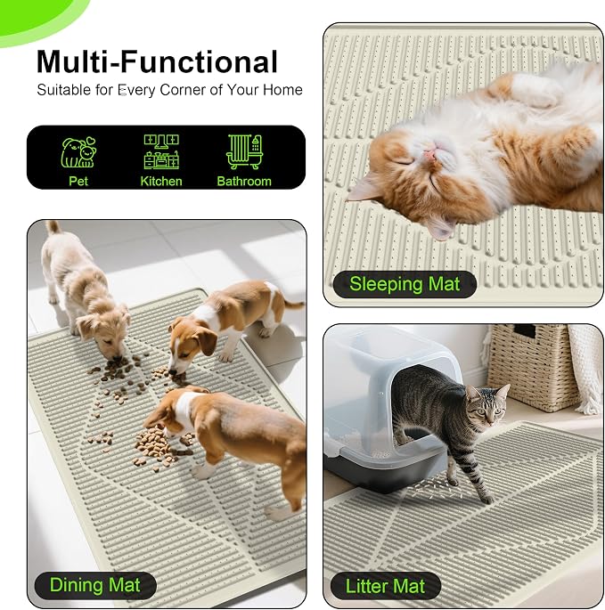 Mofason Cat Litter Mat XXL, Pearl Waterproof Litter Box Mats Extra Large | Washable 38"x25" silicone kitty litter box mat for floor; jumbo extra large pet trapping rug pad, cat litter matt easy clean - Image 5