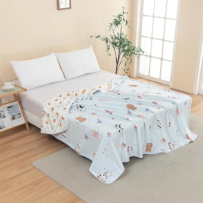 WenBags Waterproof Dog Bed Cover 60 * 80 Inches Throw Size,Pet Hair Resistant Reversible Couch Cover Mattress Protector,Leakproof Bed Liner/Sheet/Blanket for Adults Elderly Pets,Cute Dogs by WenBags