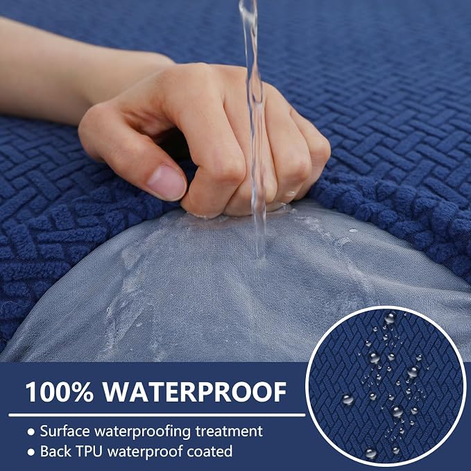 hyha Waterproof Couch Cushion Covers, Anti Slip Sofa Slipcovers for Pets | Waterproof Protection, Thick Jacquard Fabric, Wear Resistant, Anti Slip, Pet Protection (1 Piece for Backrest M) - Image 2