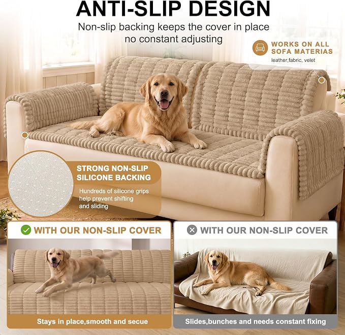 Smiry Couch Cover for Dogs, Non Slip Washable Sofa Protector for Pets | Soft Furniture Cover for Leather & Fabric Couches, Cozy Protect Against Fur, Dirt & Messes, Pet Friendly, 43"x63" - Image 10