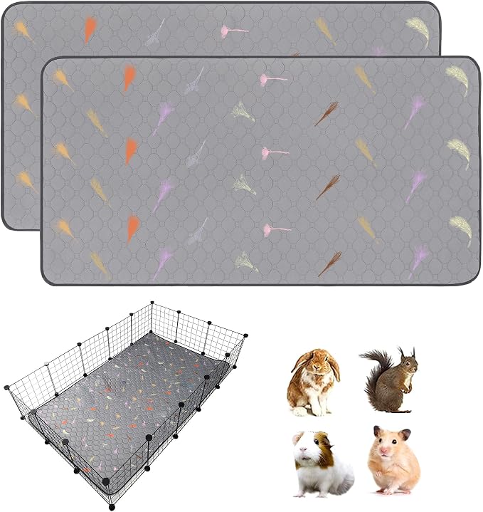 2Pcs Guinea Pig Cage Liners,Guinea Pig Fleece Cage Liners36''X60'' Super Absorbent Washable Pee Pads Reusable for Rabbit Hamster Chinchilla by LWYMX