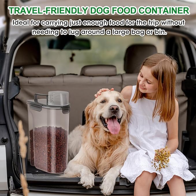 TBMax 5 Lbs Cat Dog Food Storage Container, Secondary Pet Food Storage Container Beyond a Large Dog Food Bin for Daily Use, Easy-Pouring Bird Seed Dispenser, Travel Kibble Holder -Transparent Grey - Image 4