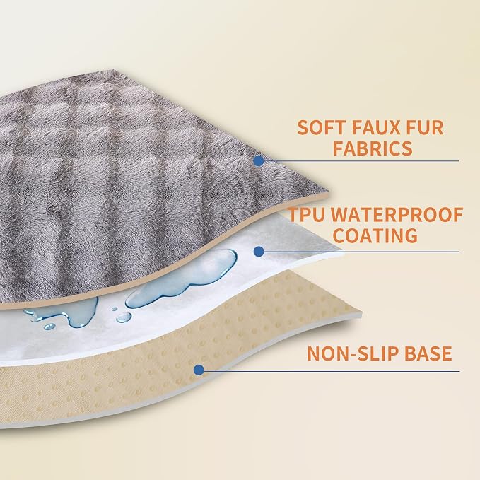 Waterproof Dog Bed Cover Non Slip Couch Covers for Dogs Washable Soft Faux Fur Sofa Cover Couch Covers for 3 Cushion Couch Sofa Pet Friendly (Grey) - Image 3