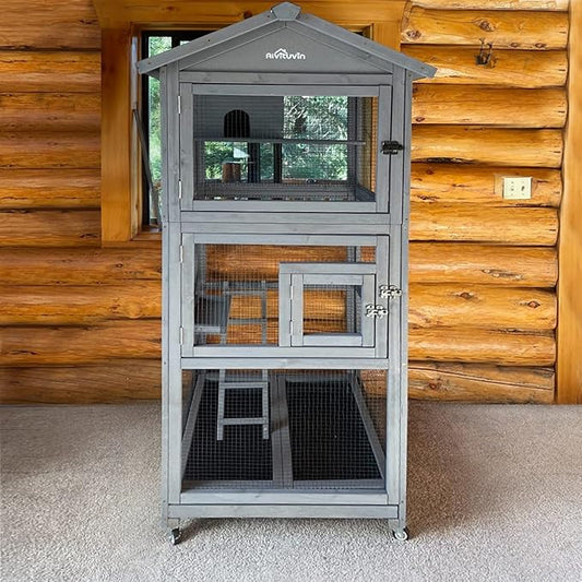 Aivituvin Bird Cages Outdoor Bird Aviary Indoor Parakeet Cage with Perch for Birds, Large Dove cage with Wire Netting Above The Removable Pull Out Tray - Wheels Include by Aivituvin