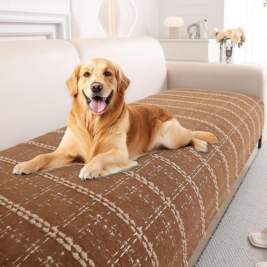 Waterproof Couch Cover for Dogs Washable,Chenille Pet Couch Covers for Sofa,Non-Slip Couch Covers for 3 Cushion Couch Sofa Pet Friendly (Brown, 36x74（1pc）) by Unknown