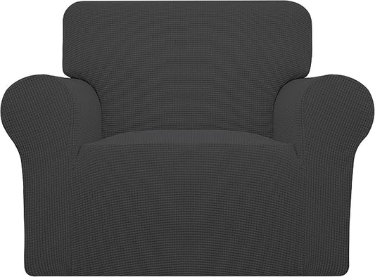Easy-Going Stretch Oversized Chair Slipcover with Arm Washable Dark Gray | 1-Piece Large chair covers armchair Furniture Protector for Living Room chair and a half cover Soft For Kids, Pet. by Easy-Going
