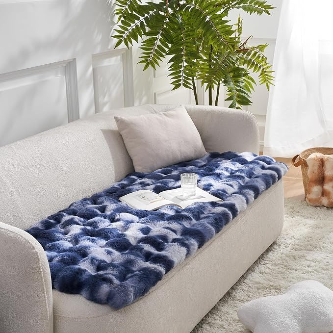 COZY KISS Couch Cover for Dogs Washable, Ultra Soft Faux Fur Pet Sofa Pad for Car Seat Protector, Liquid Pee Proof Cat Mat, Warm Pad for Dresser Top, 27.5x82.5 inch, Tie Dye Blue - Image 9