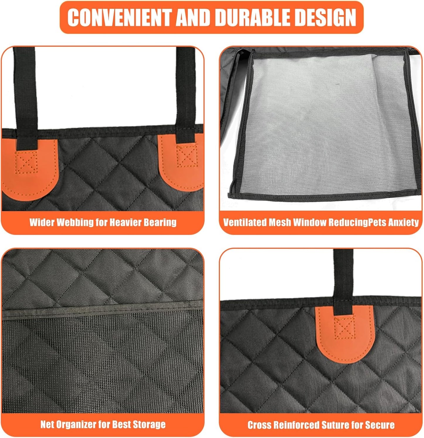 Back Seat Extender for Dogs Hard Bottom, Upgraded 7-Layer PU Leather Dog Car Seat Cover with Support 400lbs, Waterproof Dog Hammock Bed Backseat, Anti-Scratch Pet Seat Extender for Car, SUV, Truck