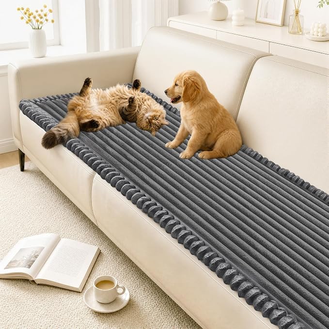 NAISI Pet Couch Covers for Sofa with Thick Filling and Non-Slip Bottom Sectional Sofa Covers Washable Friendly for Pets(1pc/27.5"x 59",Dark Grey) by NAISI