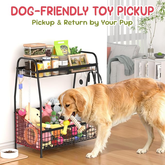Kaiferty Indestructible Large Dog Toy basket, Toy Box for Dogs,Pet Toys Bin Dog Metal Wire Basket for Toys, Food Storage, Storage Organizer Chest Storage, Toy Box for Living Room Area (Black) - Image 3