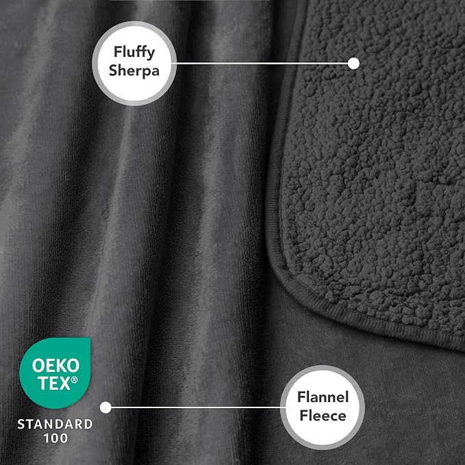 PetAmi Sherpa Fleece Waterproof CAT and Dog Blanket, Gray, Queen - Image 3