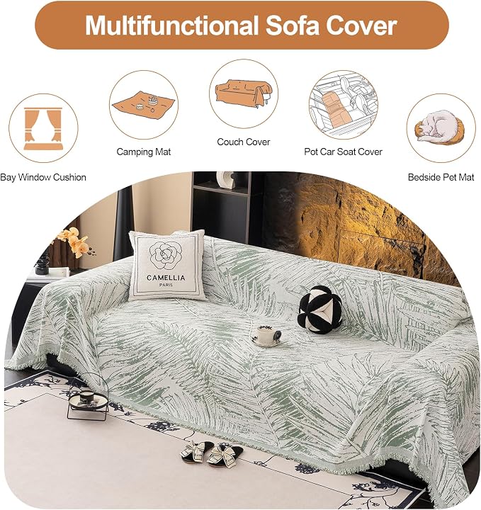 ROOMLIFE Couch Cover Boho Sofa Covers for 3 Cushion Couch Washable | Furniture Protector Sofa Couch Cover for Dogs, Soft Breathable Sofa Slipcover, Couch Throw Blankets with Tassels 71''X134'' - Image 7