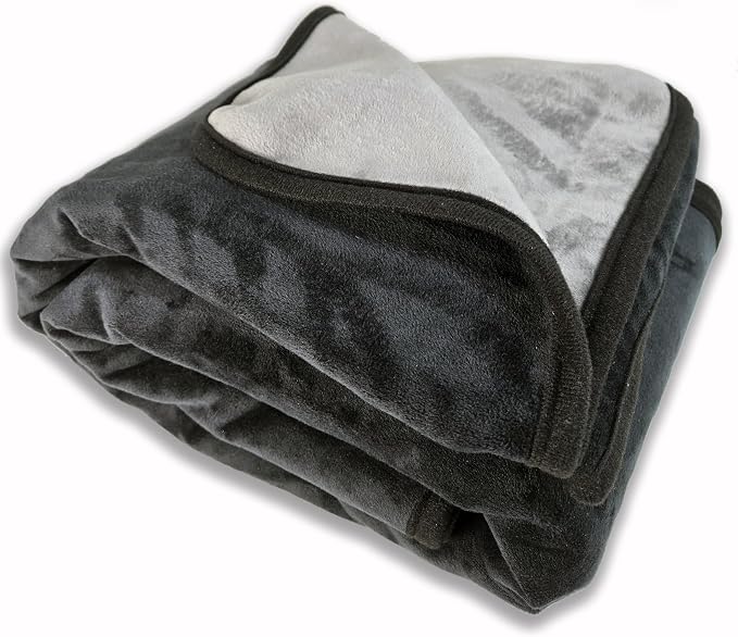 Waterproof, Super Soft, Leak Proof, Totally Pee Proof, EZ-Wash, Two-Color Reversable, Durable, 3 Layer Blanket, (90"x80", Black/Grey) Adults, Pets, Dogs, Cats - Image 2