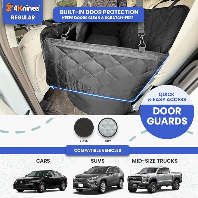 4Knines Back Seat Extender for Dogs, Hard Bottom Waterproof Backseat Protector with EZ Door Guard (Camo, Regular) - Image 5