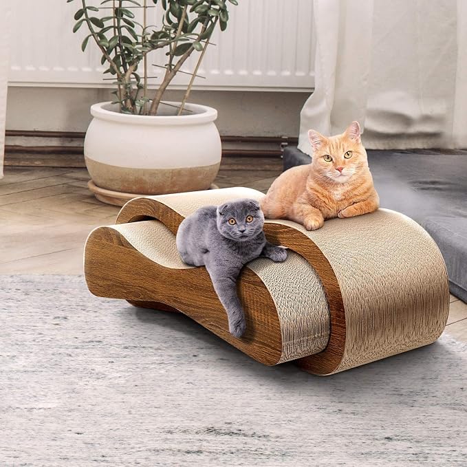 Simple Deluxe 2 In1 Cardboard Cat Scratcher,Large Scratching Board for Scraching & Napping, 100% Recyclable & Reversible Horizontal Scratch Pad Couch Lounger for Cats, 27.56 x9.45 x8.86 inch - Image 7