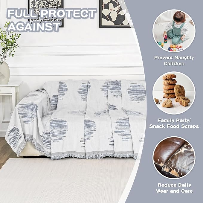 MEETSKY Sofa Covers for Sofa, Couch Cover for Dogs, Throw Couch Covers Loveseat Covers Futon Cover L Shaped Cover Washable Chenille Couch Protector, 71" x 118", Grey - Image 3