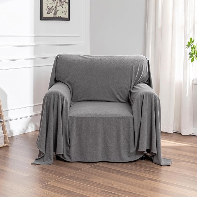 MEETSKY Chair Cover Cat Scratch Proof Recliner Chair Covers, Oversized Armchair Sofa Covers Washable Sofa Slipcover for Single Couch, Soft Small Couch Slipcover for Pets Dogs, 71" x 91", Grey by MEETSKY