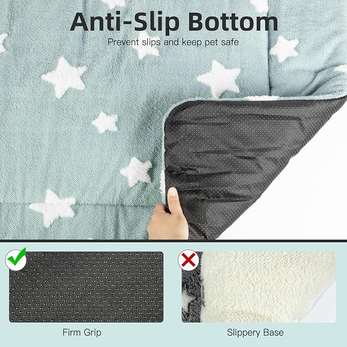 Mora Pets Dog Crate Pad Kennel Bed Crate Mat for Small Dogs Washable Cute Star Pet Bed for Dog Cage Ultra Soft Flat Puppy Cat Kitten Pillow Cushion for Sleeping Anti-Slip Blue 24 x 18 - Image 4