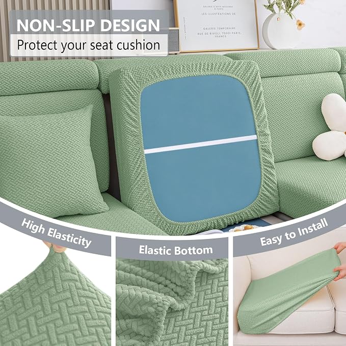 hyha Waterproof Sectional Cushion Covers, Anti Slip L Shape Sofa Cover | L Shape Sectional Fit, Wear Resistant Fabric, Anti Slip, Waterproof Protection, Pet Protector (1 Piece for Chaise) - Image 4