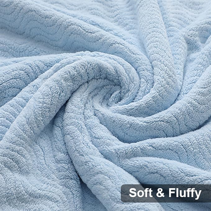 Smuge Ultra Soft Bath Towel Set of 4, Blue Extra Large Textured Microfiber Luxury Towels 35x70 in, Quick Dry, Highly Absorbent, Fluffy, Oversized, for Bathroom Shower Pool Hotel Beach - Image 8