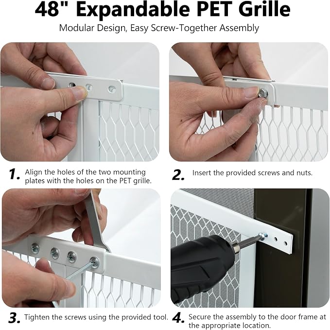 Guardian Steel Pet Grille Rv Door Protector for Dogs, Cats - Scratch Protector (White, 48 Inch) - Image 6