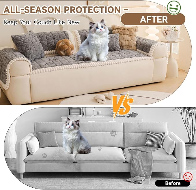 OTOB Couch Cover for Dogs Washable, Non Slip Love Seat Pet Sofa Protector | Gray, 27.6"x59.1", Pet Friendly, All Season, Fuzzy, Modern Geometric Jacquard, Soft Breathable, Couch Protector, Modern - Image 2