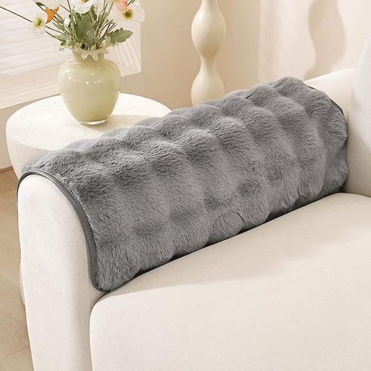 OstepDecor Faux Fur Couch Covers for Sofa, Soft Plush Sofa Covers Washable | Non Slip Dog Couch Protector, Pet Hair, Dirt & Wear Protection, Fits Sofas, Loveseats & Sectionals, 20" x 24", Grey by OstepDecor