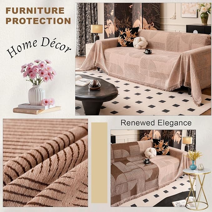ROOMLIFE Couch Cover Boho Sofa Covers for 3 Cushion Couch Washable, Furniture Protector Sofa Couch Cover for Dogs, Soft Breathable Sofa Slipcover, Couch Throw Blankets with Tassels 71''X118'' - Image 5