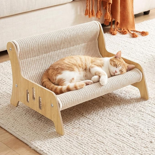 Sisal Cat Scratcher Sofa, Durable Frame Cat Couch Scratcher for Indoor Cats, Mess-Free No Shedding Cat Scratcher Bed, Multi-Functional Lounge for Scratching & Playing, Easy Assembly Furniture by AROPEMEPETS