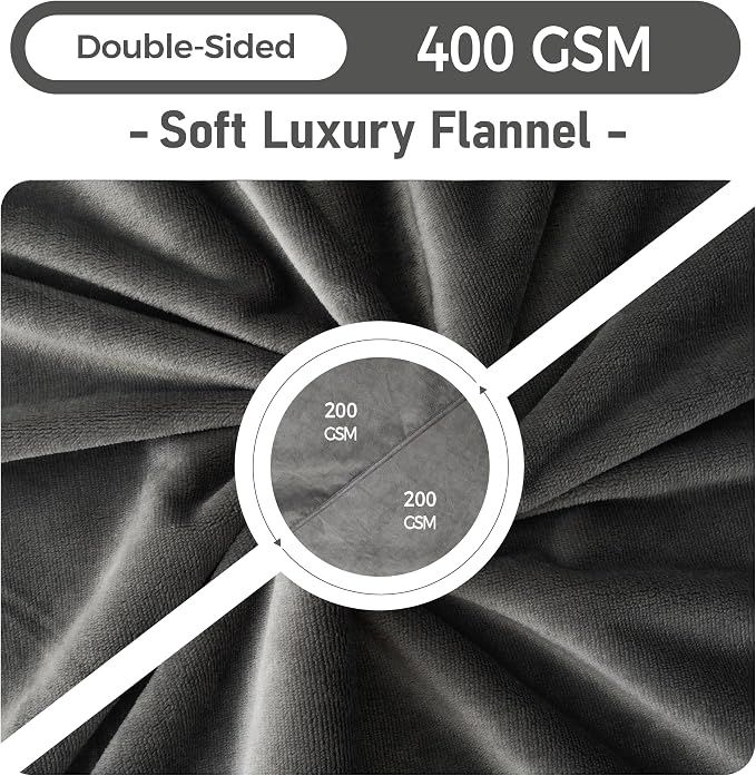 Waterproof Blanket for Bed 60"x80" | Dark Grey Throw Blanket for Large Dogs Reversible Soft Flannel Leakproof Spill-Proof Dog Blanket for Couch Camping Travel - Image 8