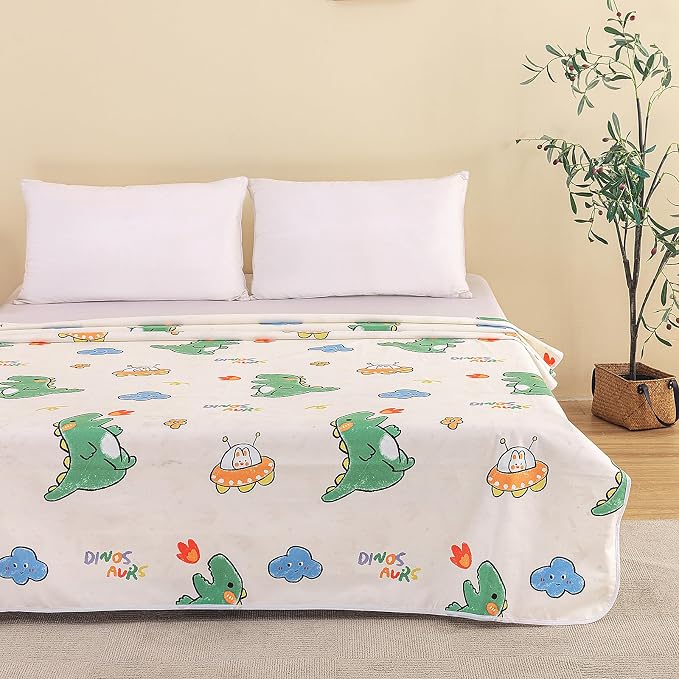 WenBags Waterproof Dog Bed Cover 70 * 78 Inches Throw Size,Pet Hair Resistant Reversible Couch Cover Mattress Protector,Leakproof Bed Liner/Sheet/Blanket for Adults Elderly Pets,Cute Dinosaurs by WenBags