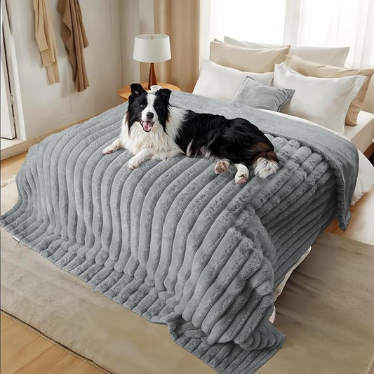 Waterproof Pet Blanket for Large Dogs & Cats - Reversible Calming Plush, Washable Furniture Cover for Couch, Bed, Car Seat, Blocks Leaks, Stains & Pet Fur (Grey, 60"x80") by ZAKAPAWS