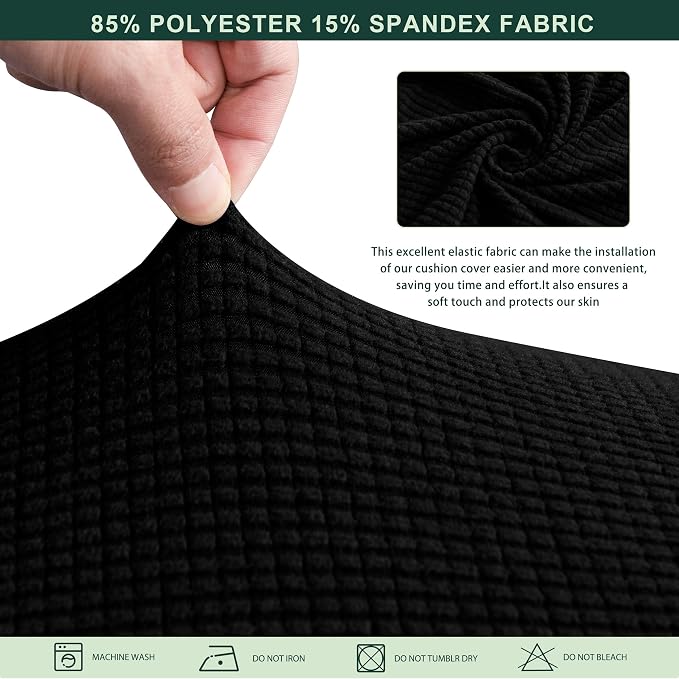 CHUN YI Stretch Chair Couch Cushion Cover for Armchair, Individual Sofa Seat Cushion Covers for Chairs, Slipcover Replacement with Spandex Jacquard Fabric(Small,Black) - Image 4