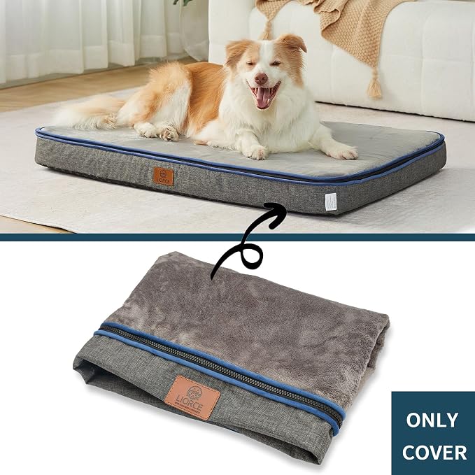 LIROCE Washable Dog Bed Cover Replacement, XL Wrap-Around Zipper Cover for Orthopedic Memory Faom Dog Bed (41x27x4 inches), Dark Grey - Image 2