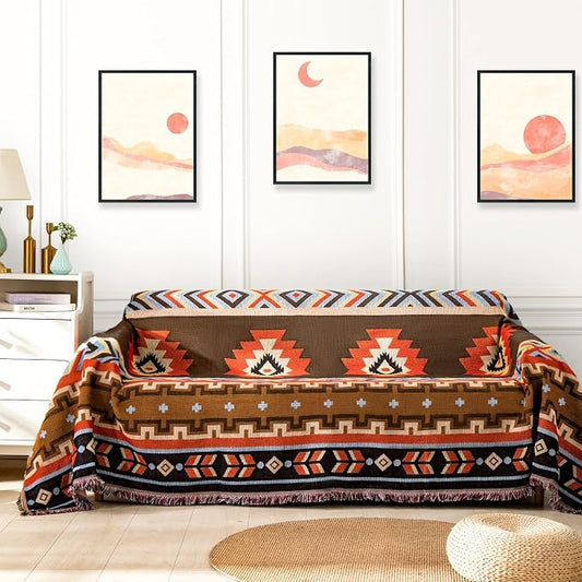 Homcosan Sofa Slipcovers Towel Cover Cotton Knit Geometrical Couch Cover for 2 Seat Cushion Couch Furniture Pet Protector Stylish Throws for Sectional Couch by Homcosan