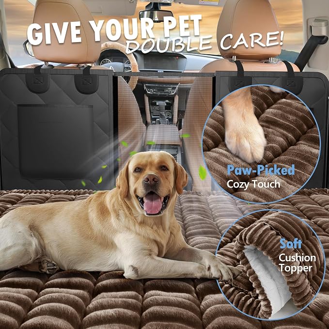 Dog Bed for Car Back Seat, Non-Slip Backseat Pet Mat Standard, 51''X23.5'' | Soft Blanket for Travel, Plaid Flannel, Quilted PP Cotton Filling, Non-Slip Backing, Machine Washable, Fit Backseat Extenders - Image 3