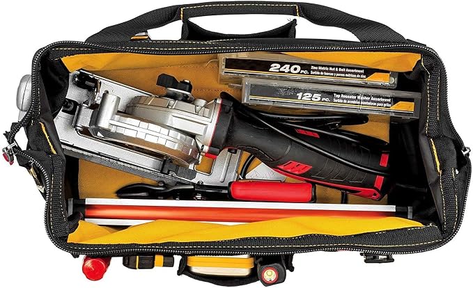 CAT 16-Inch Pro Wide Mouth Tool Bag, 14 Pockets for Tool Storage and Organization, Premium 1680D Water-Resistant Polyester Weave, Adjustable Shoulder Strap - 980206N - Image 6