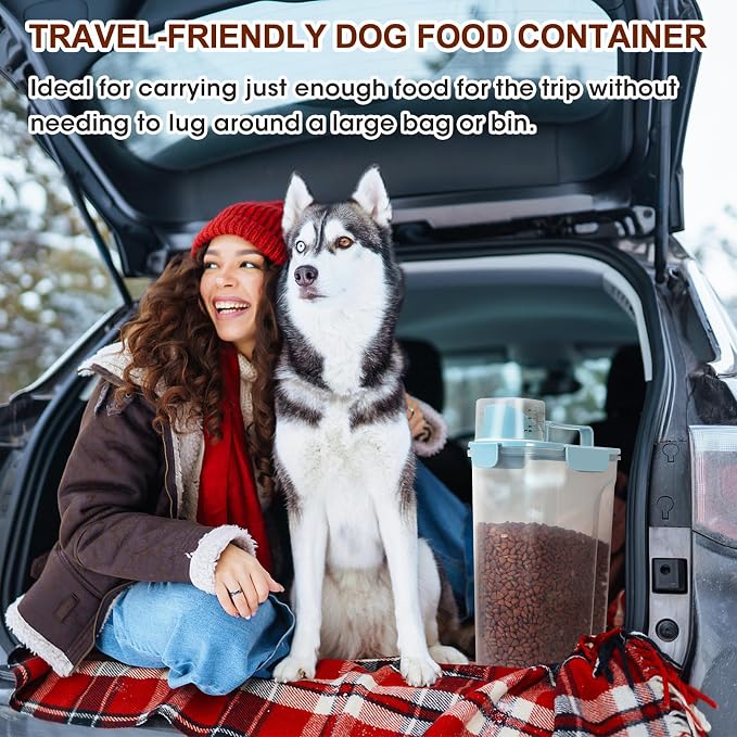 TBMax Dog Food Storage Container 5-7 lbs, Airtight Cat Food Container with Large Spout & Measuring Cup, Pet Food Storage Dispenser for Kibble Storage, Dog Treat Bird Seed Container -Light Blue - Image 5