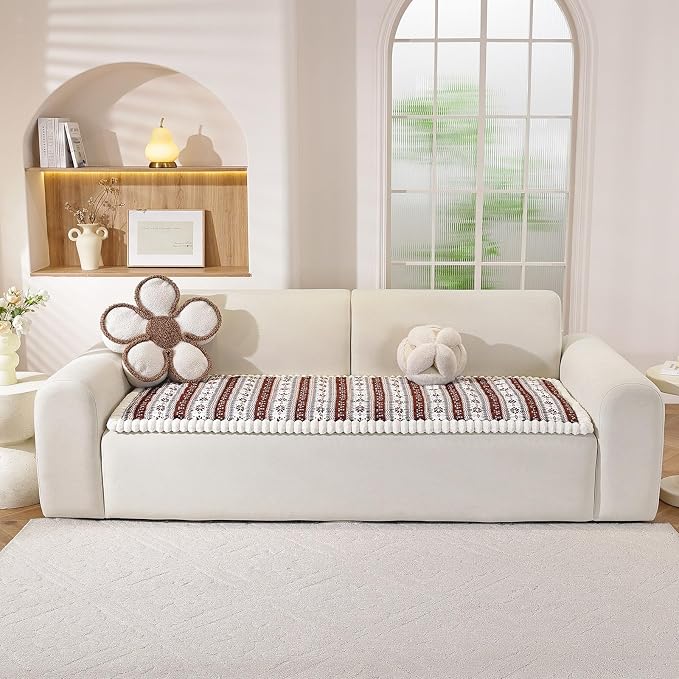 VClife Fuzzy Anti-Slip Dog Couch Cover for Christmas, Brown, 27.6 x 70.9 | Soft Thick Couch Covers for 3 Cushion Couch Sofa Pet Friendly, Scratch Resistant Sofa Cover Washable Dog Furniture Protector - Image 7