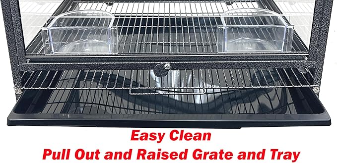 Elegant Sturdy Wrought Iron Bird Parrot Flight Cage Front Door Side Nesting Doors Acrylic Clear Bottom Prevent Food Spillage Storage Shelf Removable Rolling Stand Lockable Wheels - Image 6