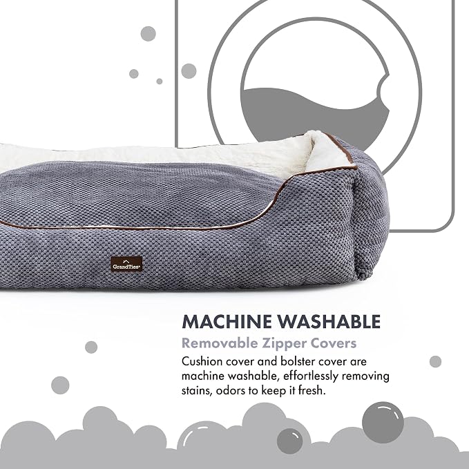GrandTies Fluffy Dog Beds for Small Medium Large Dogs & Cats, Machine Washable Dog Bed, Rectangle Breathable Soft Calming Sleeping Warming Pet Beds with Waterproof & Non-Slip Bottom (XL 40" Moonlight) - Image 4