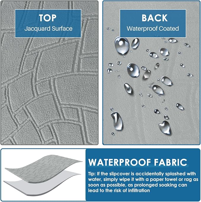 MAXIJIN Waterproof Couch Cushion Covers Individual Sofa Seat Cushion Cover Stretch Sectional Sofa Slipcovers with Elastic Bottom for Dogs Pets (3 Pieces for Seat or Backrest, Light Gray) - Image 3