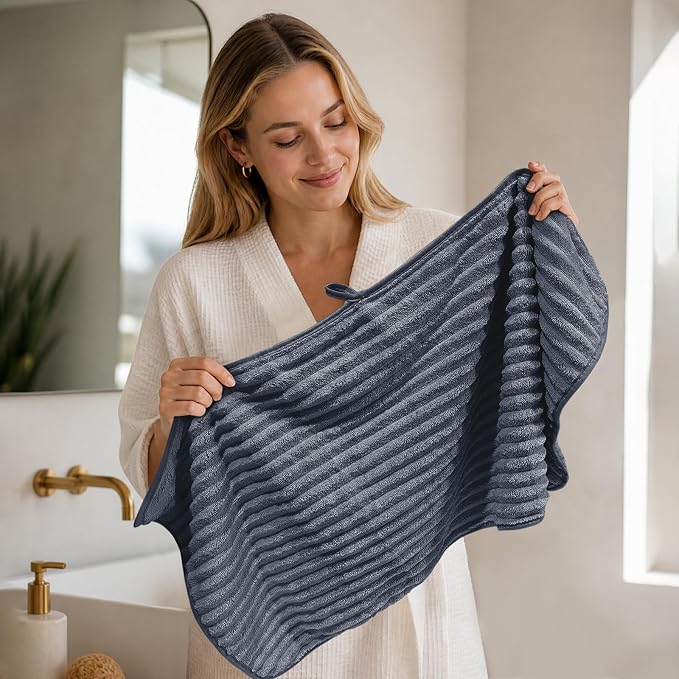 Extra Large Bath Towel Set 10 Piece, XL Bath Towels 35"x67" Oversized Bath Sheets, 280 GSM Microfiber Quick Dry Absorbent Towels, 5 Bath Sheets & 5 Hand Towels (Dark Gray) - Image 8