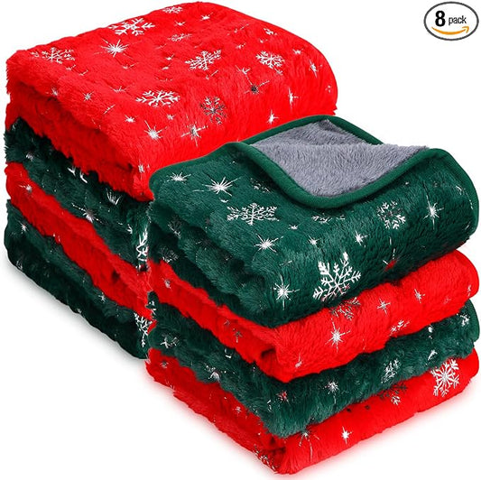 Tudomro 8 Pcs Guinea Pig Blankets Absorbent Washable Animal Fleece Bedding Cage Liners Waterproof Reusable Pet Pee Sleep Mat Pad Cover for Chinchilla Hamster Ferret(Snowflake,16 x 24 Inch) by Tudomro